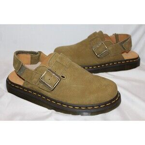 Dr. Martens JORGE Women's Suede Slingback Mules OLIVE GREEN sz 8 NWOT